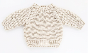 Garter Stitch Crew Neck Sweater Natural