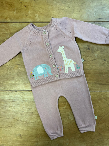 Organic Cotton Vintage Rose Cardigan and Pant Set