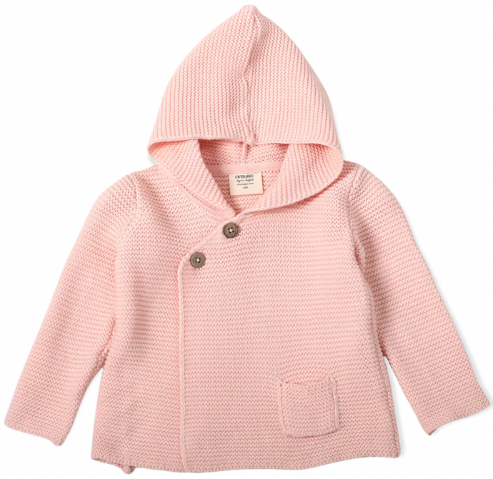 Milan Pastel Knit Hooded Button Jacket