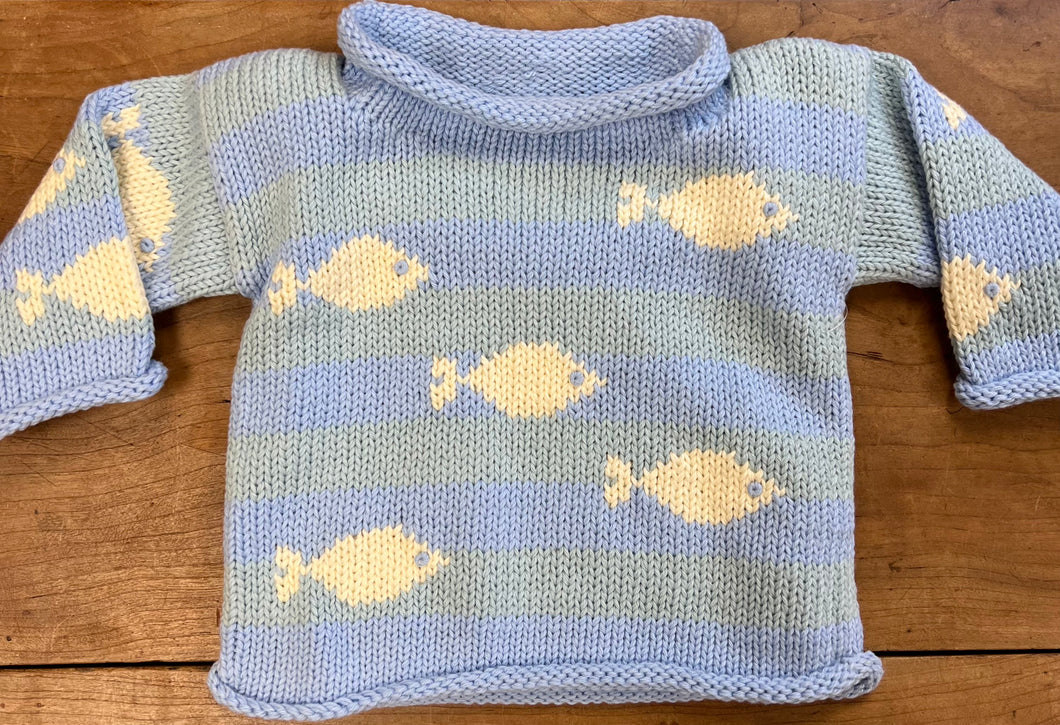 Roll Neck Striped Fish Sweater
