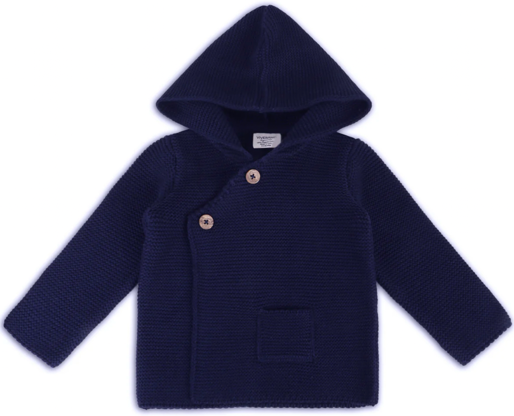 Navy Hooded Button Jacket