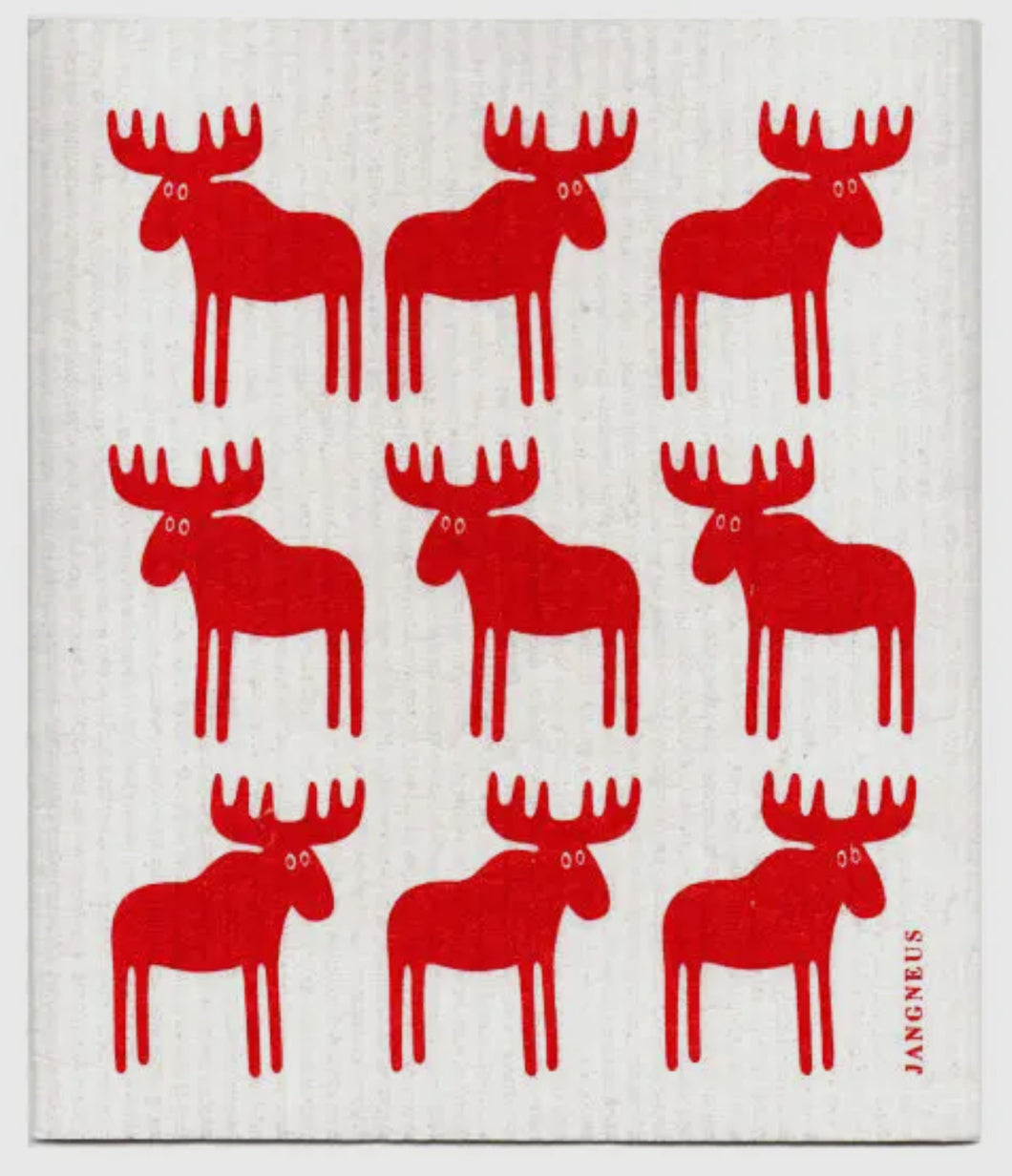 Swedish Dishcloth Red Moose