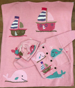 Pink Whale Cardigan Sweater