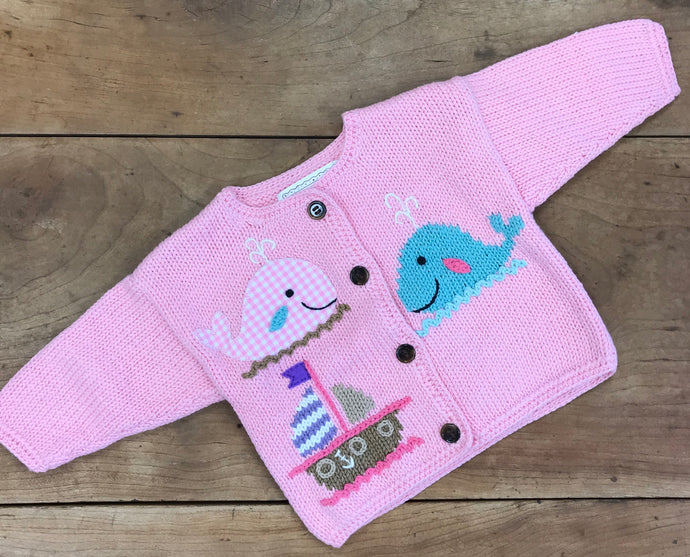 Pink Whale Cardigan Sweater