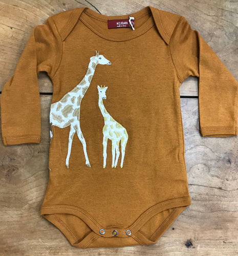 Giraffe Appliqué Long Sleeve Onesie