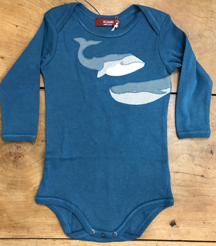 Whale Appliqué  Long Sleeve Onesie
