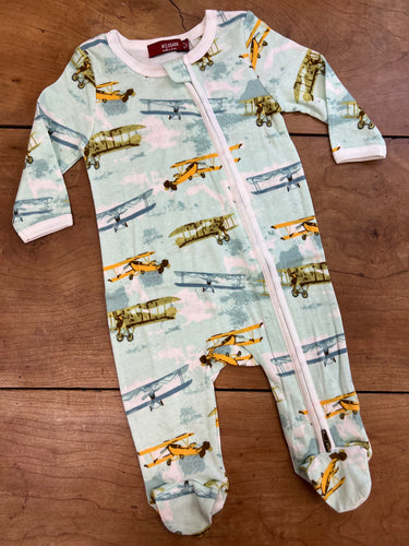 Vintage Plane Zipper Footie