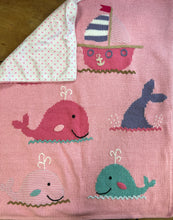 Load image into Gallery viewer, Pink Whale Carriage Blanket